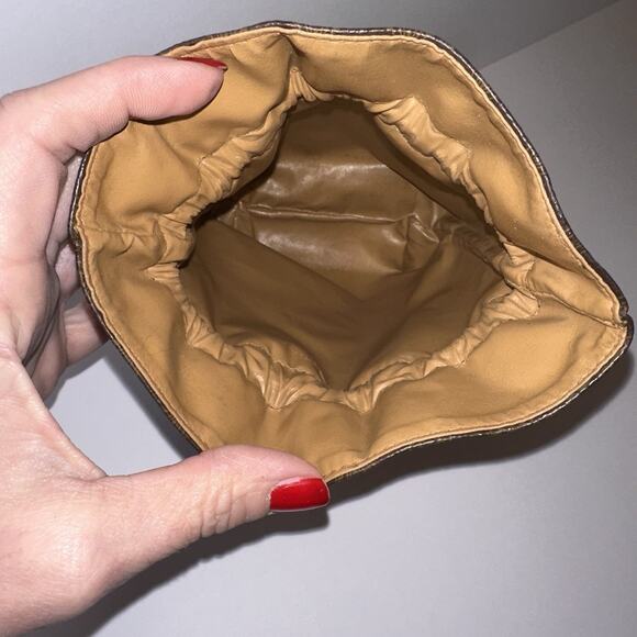 CELINE Macadam Triomphe Mini Bucket Bag Drawstring Brown PVC Vintage Authentic - Picture 8 of 10